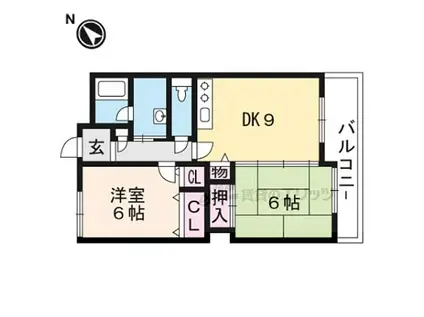 JR東海道・山陽本線 野洲駅 徒歩20分 4階建 築33年(2LDK/4階)の間取り写真