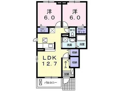 JR御殿場線 上大井駅 徒歩11分 2階建 築11年(2LDK/1階)の間取り写真