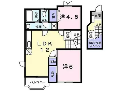 小田急小田原線 開成駅 徒歩31分 2階建 築27年(2LDK/2階)の間取り写真