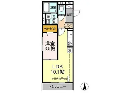 JR東海道本線 小田原駅 徒歩16分 3階建 築3年(1LDK/2階)の間取り写真