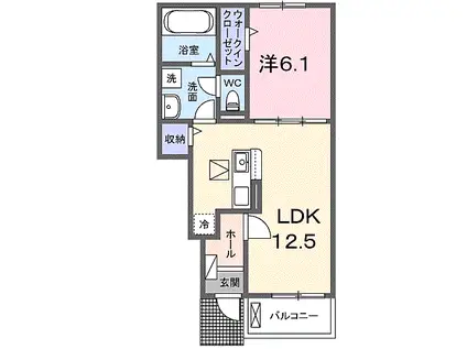 ヴィレッジ AYA(1LDK/1階)の間取り写真