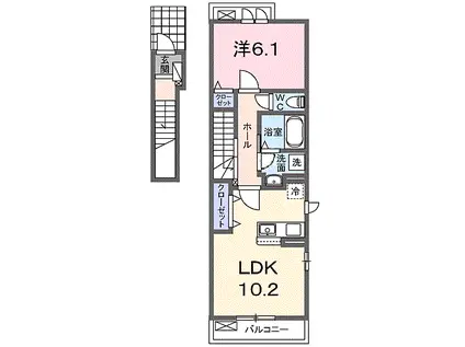 M・プレーリーローズD(1LDK/2階)の間取り写真