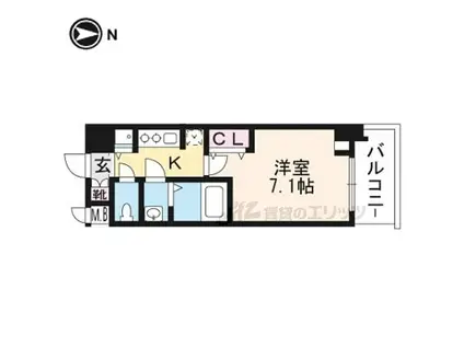 JR東海道・山陽本線 京都駅 徒歩8分 7階建 築9年(1K/2階)の間取り写真