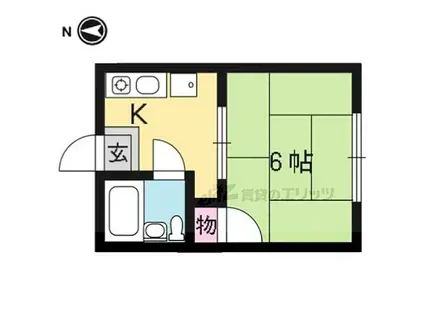京阪本線 出町柳駅 徒歩11分 2階建 築39年(1K/2階)の間取り写真
