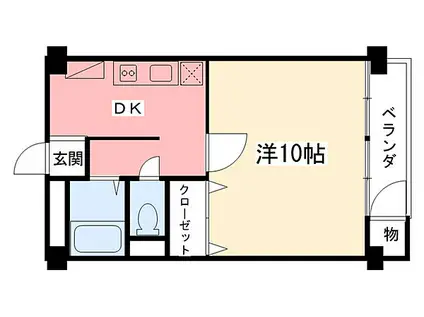 新甲子園マンション(1DK/2階)の間取り写真