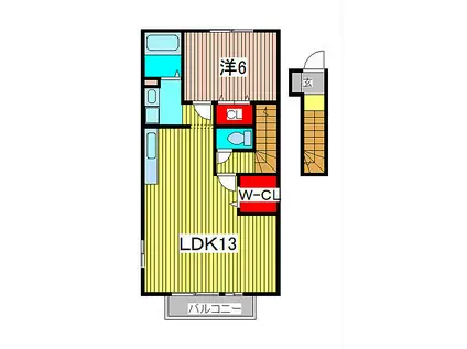 ヴァンベール(1LDK/2階)の間取り写真