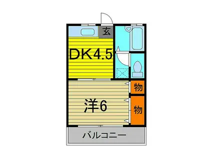 アルザス(1DK/1階)の間取り写真