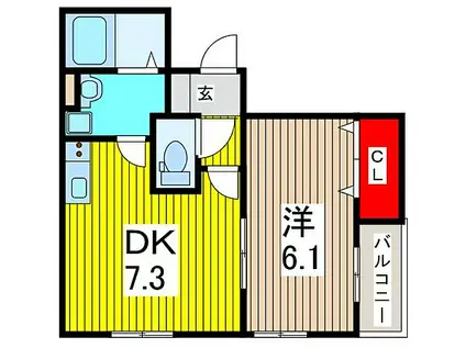 ONE S STAGE川口幸町(1DK/1階)の間取り写真