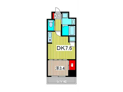 アクシーズタワー川口VIII(1LDK/1階)の間取り写真
