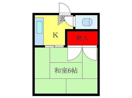 本田マンション1号棟(1K/4階)の間取り写真