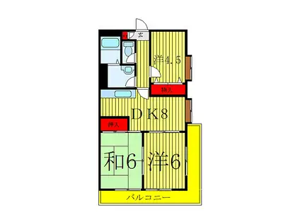 サンレガーロ戸田(3DK/4階)の間取り写真