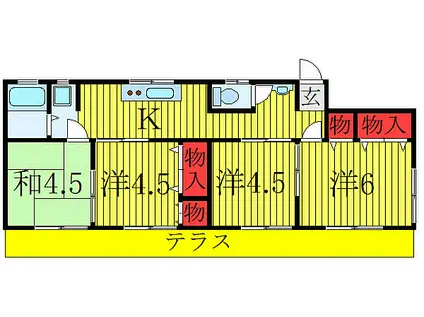 塚越ハイツ(4K/1階)の間取り写真
