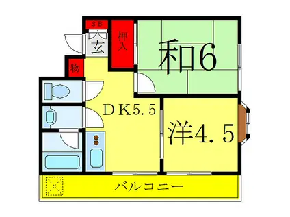 クレッセント川口元郷(2DK/2階)の間取り写真