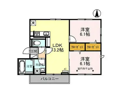 D-ROOM里(2LDK/2階)の間取り写真