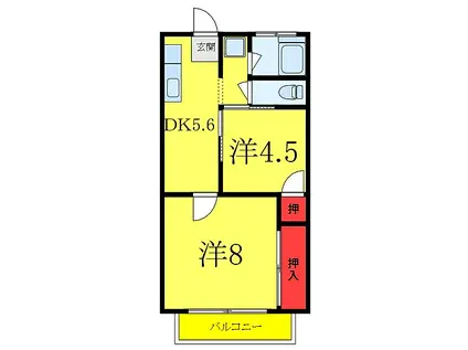 桜マンション(2DK/3階)の間取り写真