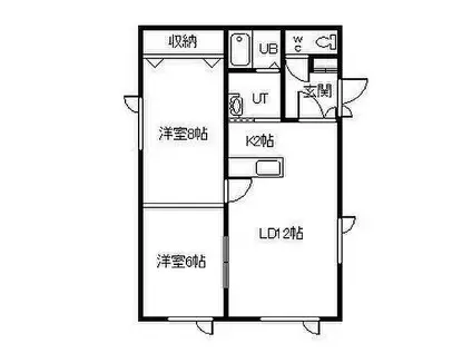 マンション虹(2LDK/2階)の間取り写真