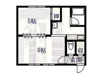 カメリアハウス(1DK/2階)の間取り写真