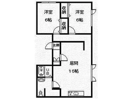 メゾンドK(2LDK/1階)の間取り写真