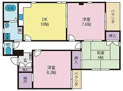 アップルハウス飯野 1号館(3DK/2階)の間取り写真