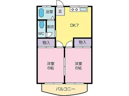 チェスナットB(2DK/1階)の間取り写真