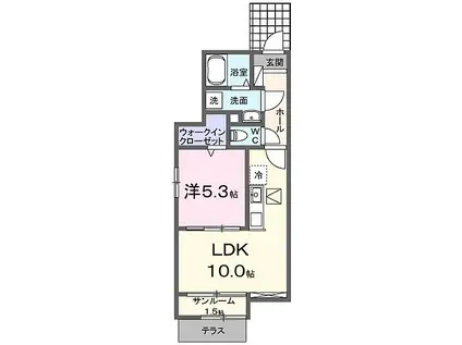 サンセールII A(1LDK/1階)の間取り写真