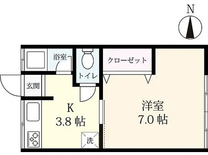 コーポ栄城(1K/2階)の間取り写真