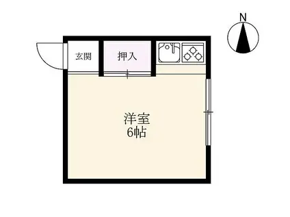 下村アパートB棟(ワンルーム/1階)の間取り写真