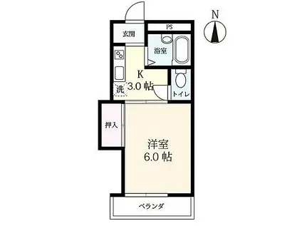 古川マンション(1K/3階)の間取り写真
