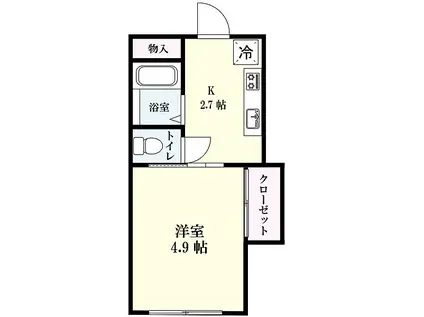 本庄マンション(1K/1階)の間取り写真