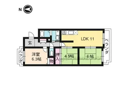 アグラード黄檗(3LDK/1階)の間取り写真