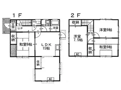 JR予讃線 観音寺駅(香川) 徒歩25分 2階建 築36年(4LDK)の間取り写真