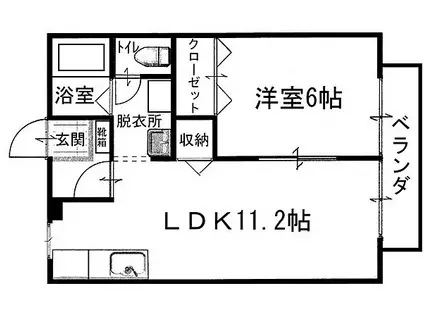 ラポート観音寺2(1LDK/1階)の間取り写真