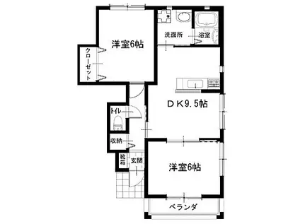 ルネス吉岡45号地(2DK/1階)の間取り写真