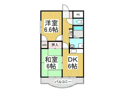ロイヤルコーポラス中沢(2DK/3階)の間取り写真
