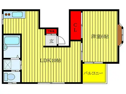 ドットコム蓮根(1LDK/2階)の間取り写真