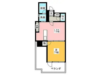ラディアント矢場(1LDK/10階)の間取り写真