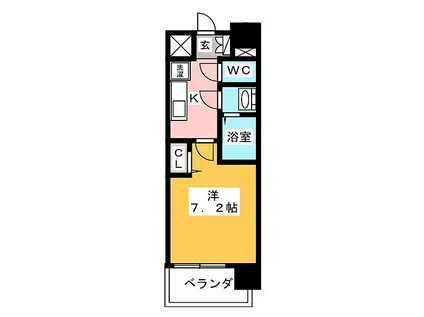 メイクスデザイン鶴舞(1K/14階)の間取り写真