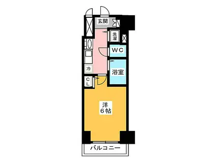 プレサンス鶴舞グリーンパーク(ワンルーム/11階)の間取り写真