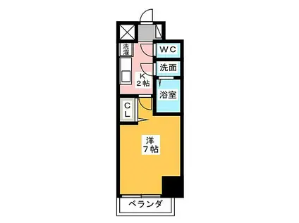 クラシタイヤー新栄(1K/6階)の間取り写真