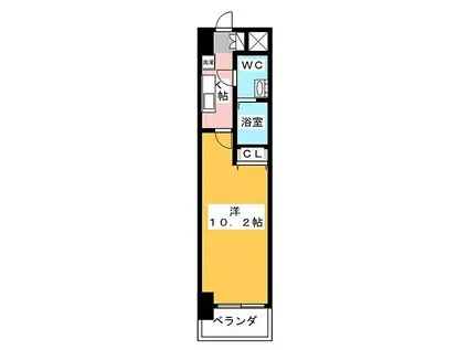 ISM栄(1K/2階)の間取り写真