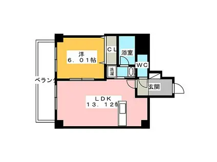 ベルカーサ西大須(1LDK/5階)の間取り写真