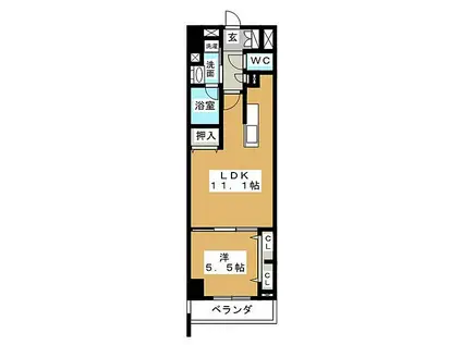 グランルクレ新栄イースト(1LDK/7階)の間取り写真