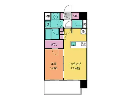 ザ・パークハビオ新栄(1LDK/4階)の間取り写真