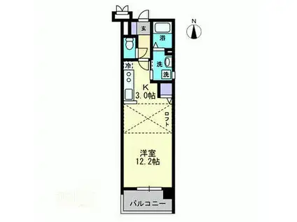 アルファレガロ岡山駅前(1K/2階)の間取り写真