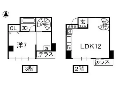 VENT BLANCヴァン・ブラン(1LDK/2階)の間取り写真