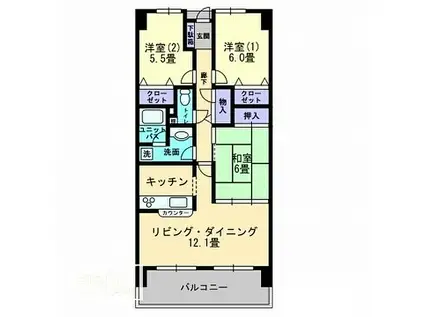 アルファステイツ老松町弐番館(3LDK/4階)の間取り写真