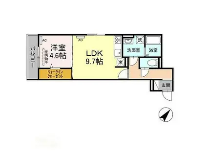 D-RESIDENCE多治米S(1LDK/2階)の間取り写真