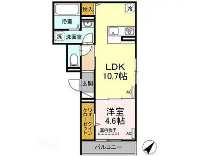 D-RESIDENCE多治米S(1LDK/2階)の間取り写真