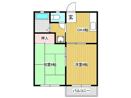JR飯田線 羽場駅(長野) 徒歩9分 2階建 築32年(2K/1階)の間取り写真
