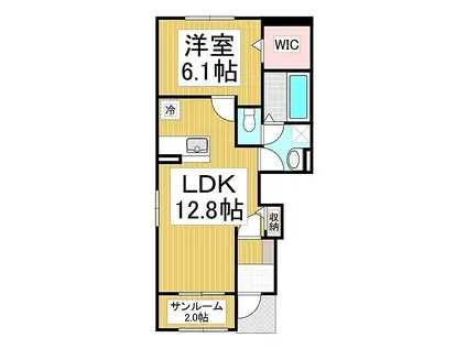 JR飯田線 伊那市駅 徒歩35分 2階建 築1年(1LDK/1階)の間取り写真